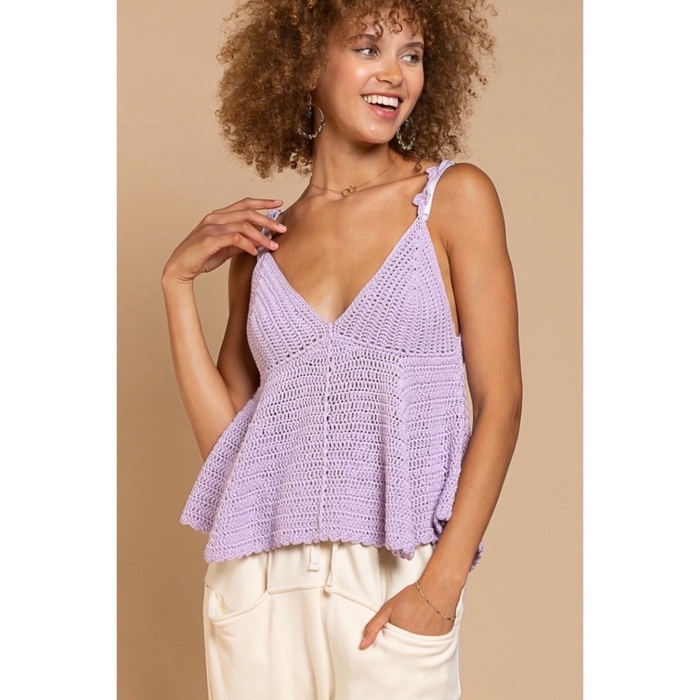 POL Lavender Sleeveless V Neck Knit Babydoll Top - Picture 11 of 11